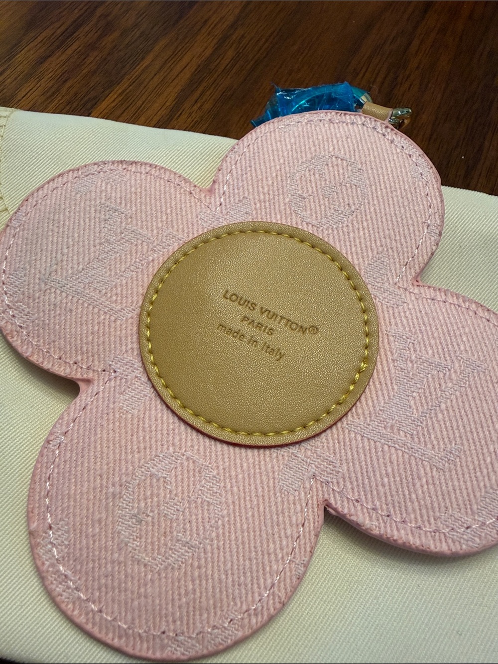 Pink Denim Flower Bag Charm/Keychain - Picture 2 of 2